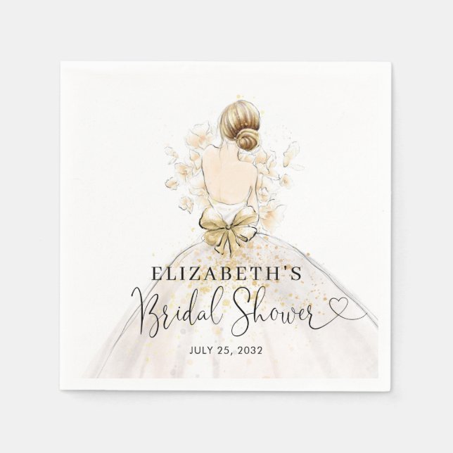 Bride Blonde Dress Rosa Guld Blommigt Möhippa Pappersservett (Framsidan)