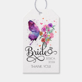 Bride boho Blommigt Butterfly Favor Gift Märkre Presentetikett