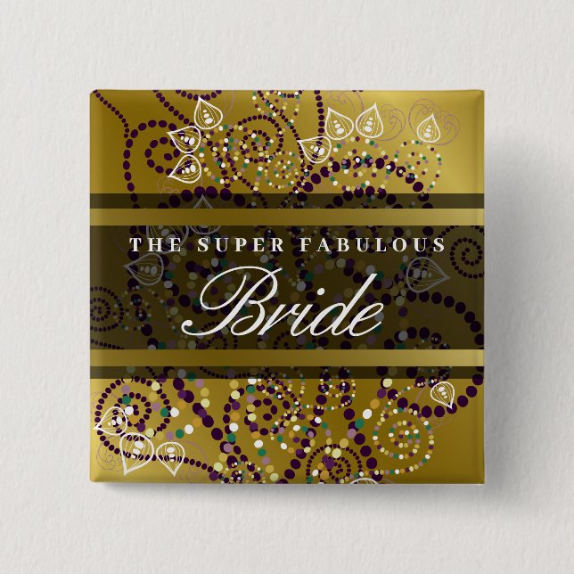 BRIDE Boho Lila Spiral Guld Bröllop, knapp (Framsida)