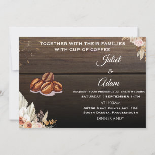 Bride boho rustit modern elegant Coffee Bröllop Inbjudningar