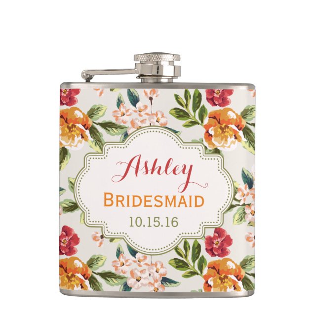 Bride Bridesmaid Classy Vintage Blommigt Bröllop Fickplunta (Framsidan)