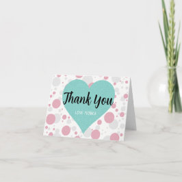 BRIDE & Bridesmaid Teal Blue & Rosa Polka Dot Tack Kort