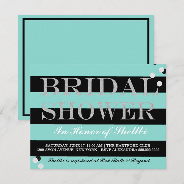 BRIDE & Bridesmaids Black Teal Blue Möhippa Inbjudningar (Fram/baksida)