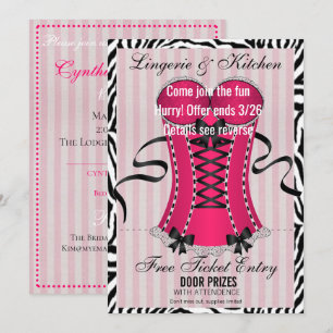 BRIDE & Bridesmaids Lingerie Rosa Shower Party Inbjudningar