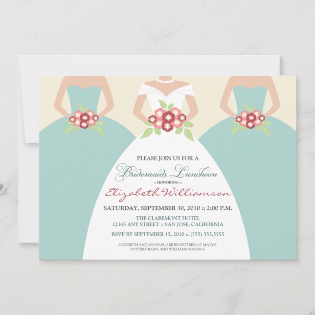Bride & Bridesmaids Möhippa Luncheon (avrinningsom Inbjudningar (Framsida)