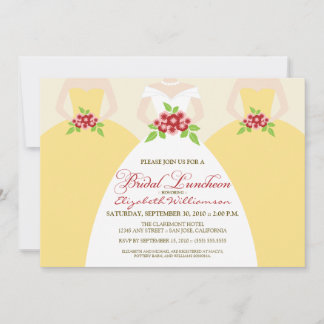 Bride & Bridesmaids Möhippa Luncheon Inbjudan:gul Inbjudningar