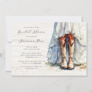 Bride Bröllop Dress Cowgirl Boots Möhippa Inbjudningar