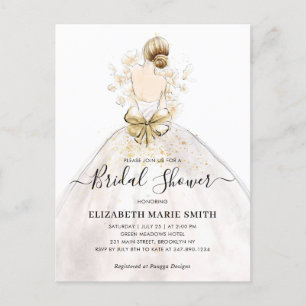 Bride Bröllop Gown Dress Inbjudningskort för möhip