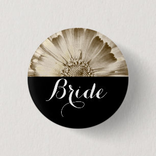 Bride Bröllop Guld Daisy Knapp