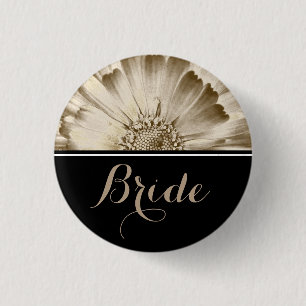 Bride Bröllop Guld Daisy Knapp