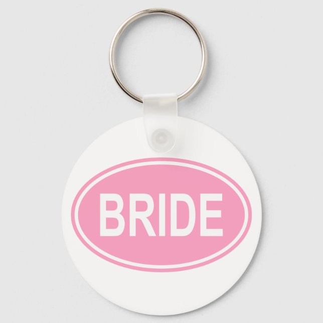 Bride Bröllop Oval Rosa Nyckelring (Framsida)