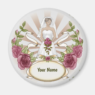 Bride Bröllop Ro, egen namnmagnet Magnet