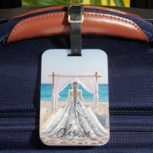 Bride Bröllopsdag Beach Wedding Finare Gown Möhipp Bagagebricka