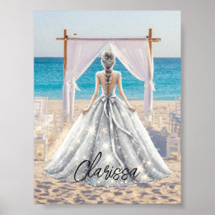 Bride Bröllopsdag Beach Wedding Finare Gown Möhipp Poster