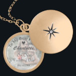 Bride Bröllopsdag Keepsaké Gift Personlig Photo Berlockhalsband<br><div class="desc">En underbar keepy-gåva för din framtida fru att vara på din bröllopsdag och lätt att anpassa till utan kostnad för extra.</div>