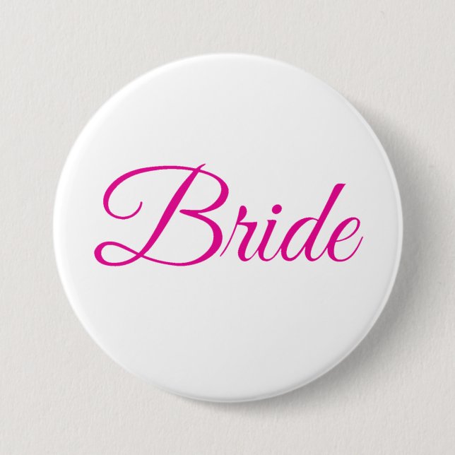 Bride Brudens sida Rosa White Elegant bröllop Pin Knapp (Framsida)