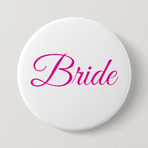 Bride Brudens sida Rosa White Elegant bröllop Pin Knapp