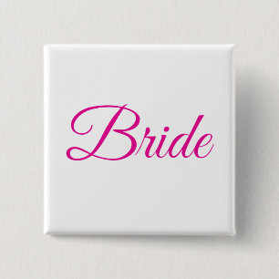 Bride Brudens sida Rosa White Elegant bröllop Pin Knapp