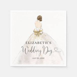 Bride Brunette Dress Blommigt Möhippa Bröllopsdag Pappersservett
