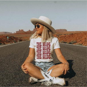 Bride Burgundy Customized Matching Brudens sida T Shirt