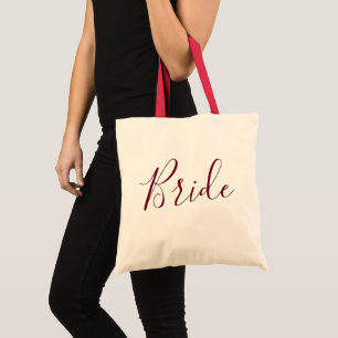 Bride Burgundy Text Tygkasse