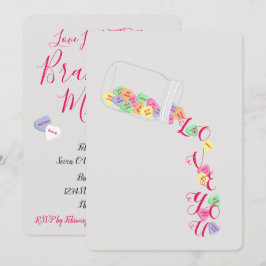 BRIDE Candy Hearts I Kärlek You Firande Party Inbjudningar