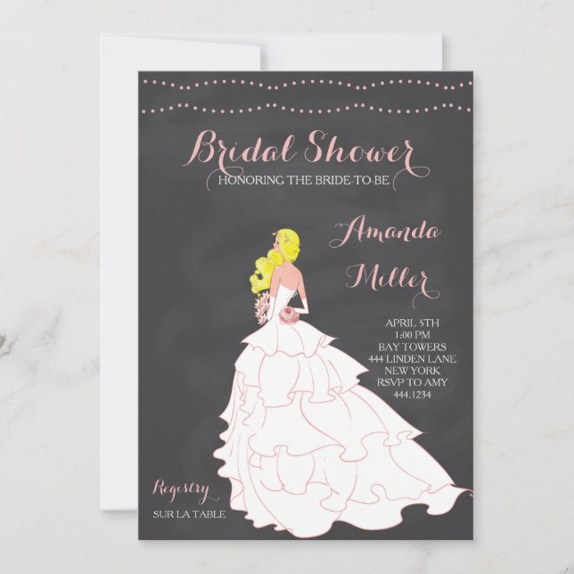 Bride Chalkboard Inbjudningskort för möhippa (Framsida)