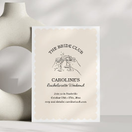 Bride Club Weekend Cocktail Bachelorette Party Inbjudningar
