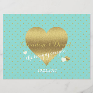 Bride & Co Blue & Guld Polka Dot Bröllop Ceremony Program