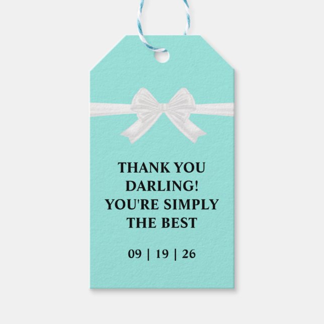 Bride & Co. Bridal Shower Turquoise Thank You Presentetikett (Framsidan)