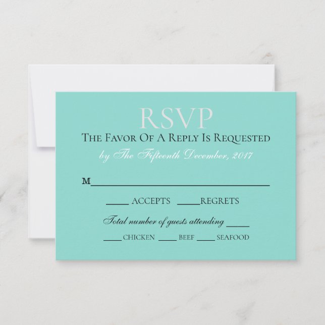 Bride & Co Bröllop Suite Elegant Teal Blue OSA Kort (Framsida)
