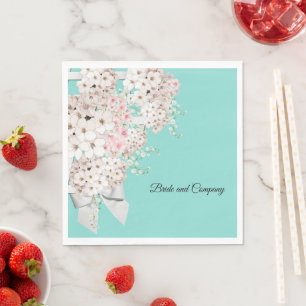 BRIDE CO Flowers & Lattice Teal Blue Shower Party Pappersservett