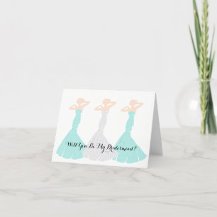 BRIDE & CO Mint-Grönten är min Bridesmaid Party No Inbjudan