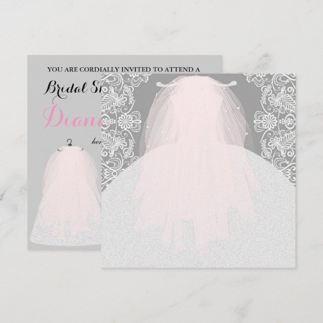 BRIDE CO Nånting Rosa här kommer från Bride Party Inbjudningar (Fram/baksida)