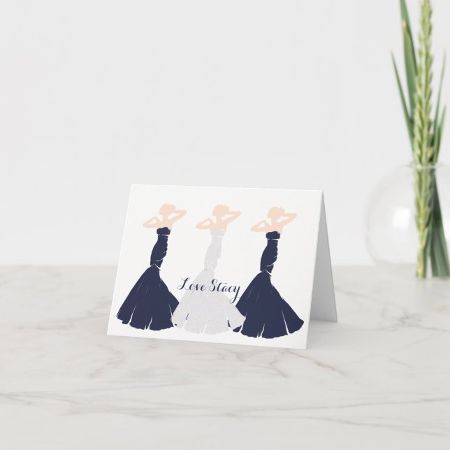 BRIDE & CO Navy Blue be My Bridesmaid Shower Party Inbjudan (Framsida)