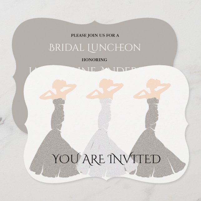 BRIDE CO Silver Champagne Bridesmaid Brudens sida Inbjudningar (Fram/baksida)