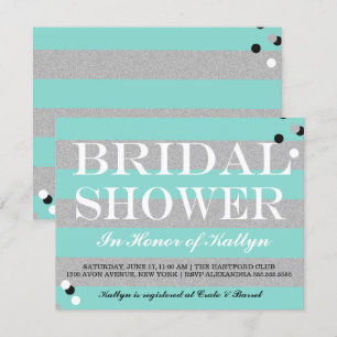 BRIDE & CO Silver & Teal Möhippa Party Inbjudningar