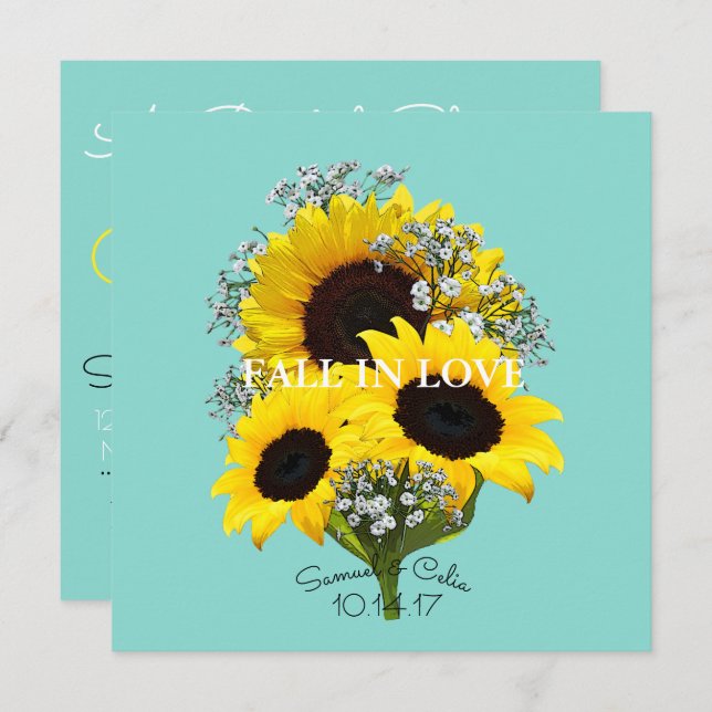 BRIDE & CO Solrosfall i Kärlek Möhippa Inbjudningar (Fram/baksida)