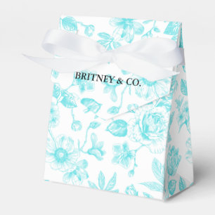 Bride & Co. Teal Blommig Toile Personlig Presentaskar