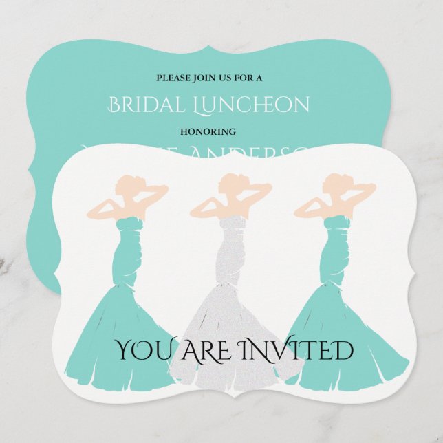 BRIDE CO Teal Blue be My Bridesmaid Shower Party Inbjudningar (Fram/baksida)
