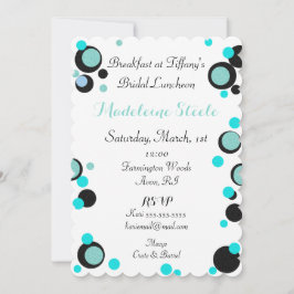 BRIDE & CO Teal Blue Black Polka Dot Party Shower Inbjudningar