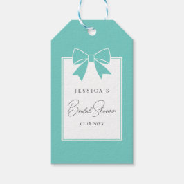 Bride & Co. Teal Blue Bow Möhippa Tack Presentetikett