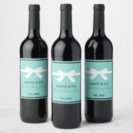 BRIDE & CO Teal Blue Möhippa Tiara Party Vinflaska Etikett