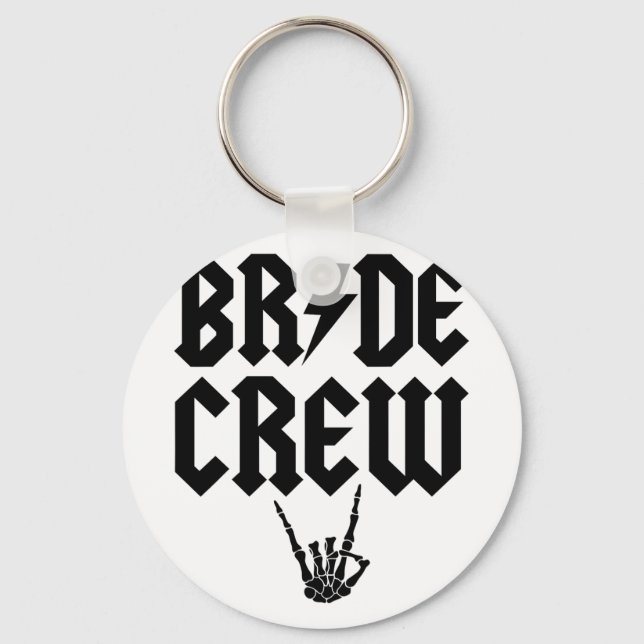 Bride Crew Rock N Roll Skeleton Hand Halloween Bac Nyckelring (Framsida)