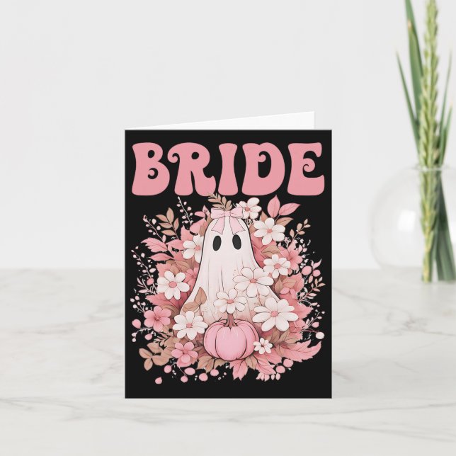 Bride Cute Blommigt Ghost Boo Crew Halloween Bache Kort (Framsida)