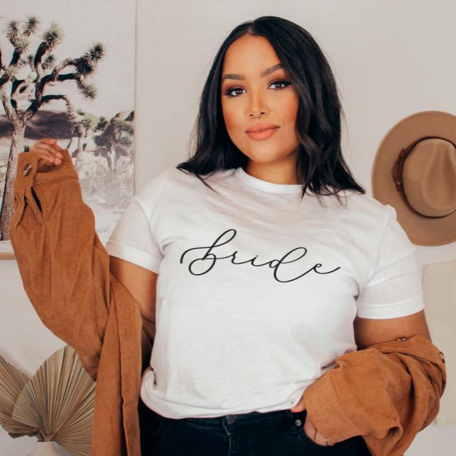 Bride Cute Script Bachelorette/Brudens sida Shirt T (Skapare uppladdad)