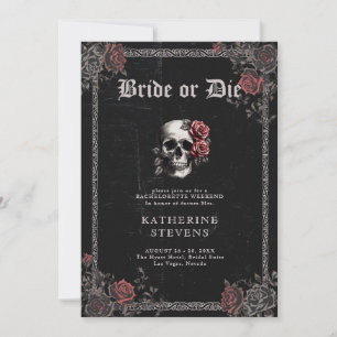 Bride Die Goth Black Bachelorette Party Itinerary Inbjudningar