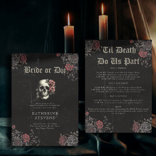 Bride Die Skull Ro Bachelorette Party Itinerary Inbjudningar