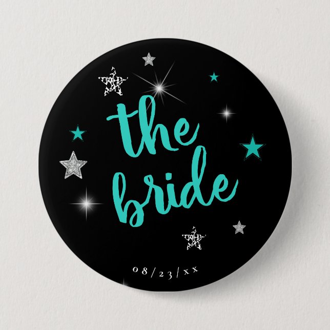 Bride Disco Bachelorette Teal ID925 Knapp (Framsida)