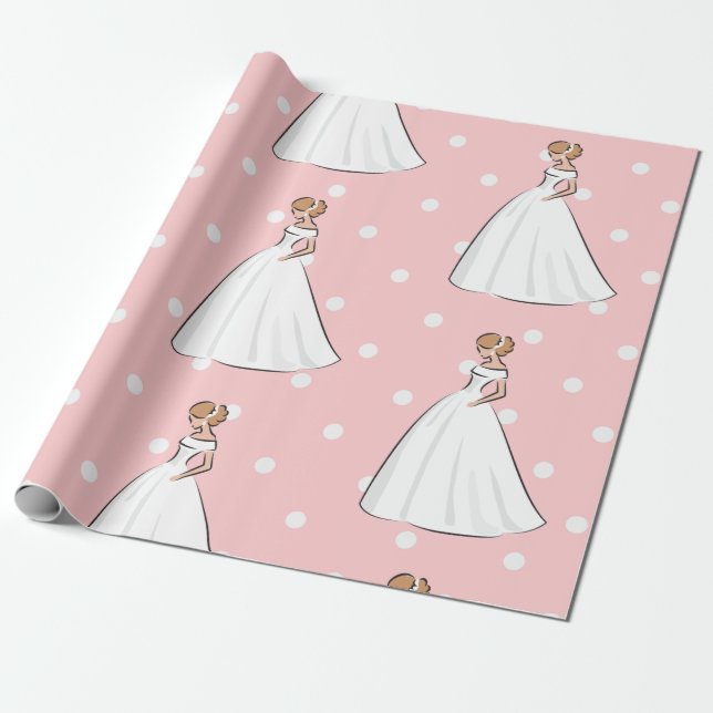 Bride Dress Elegant bröllop Party Polka dots Presentpapper (Utrullad)
